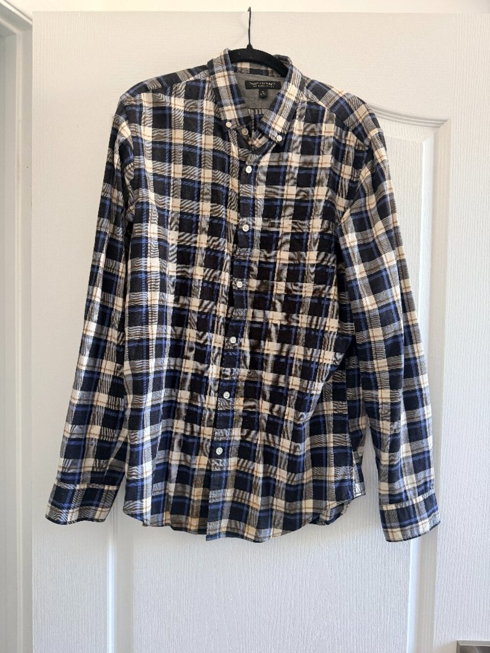 Banana Republic Luxe Flannel Plaid Shirt Slim Fit Medium